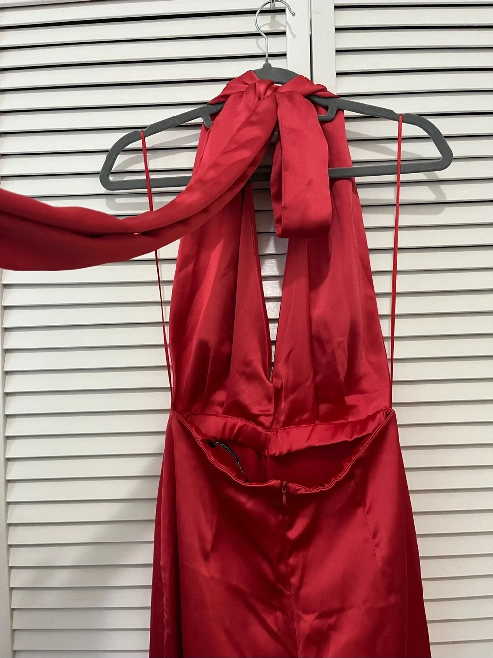 Elegant Coral Satin Halter Maxi jumpsuit